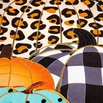 Mixed Print Pumpkins House Linen Flag