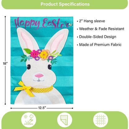 Easter Bunny Garden Burlap Flag