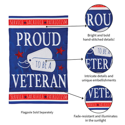 Proud Veteran Garden Applique Flag