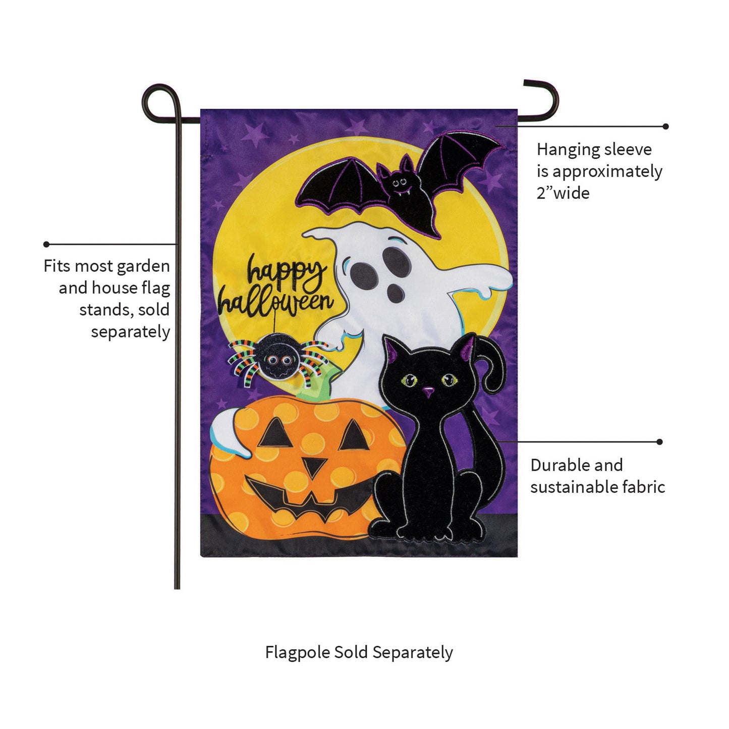 Halloween Friends Applique Garden Flag