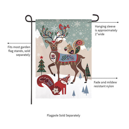 Woodland Creatures Burlap Garden Flag