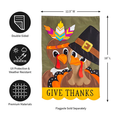Pilgrim Couple Garden Applique Flag