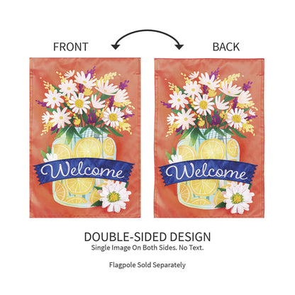 Jar of Lemons and Florals Applique Garden Flag