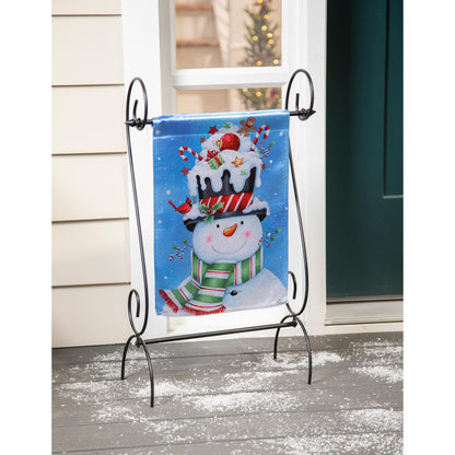 Christmas Snowman Lustre Garden Flag