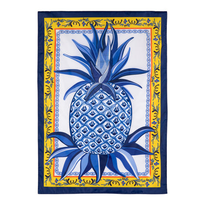 Blue & White Pineapple Applique House Flag
