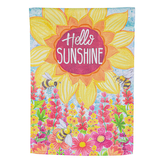 Hello Sunshine Suede Garden Flag