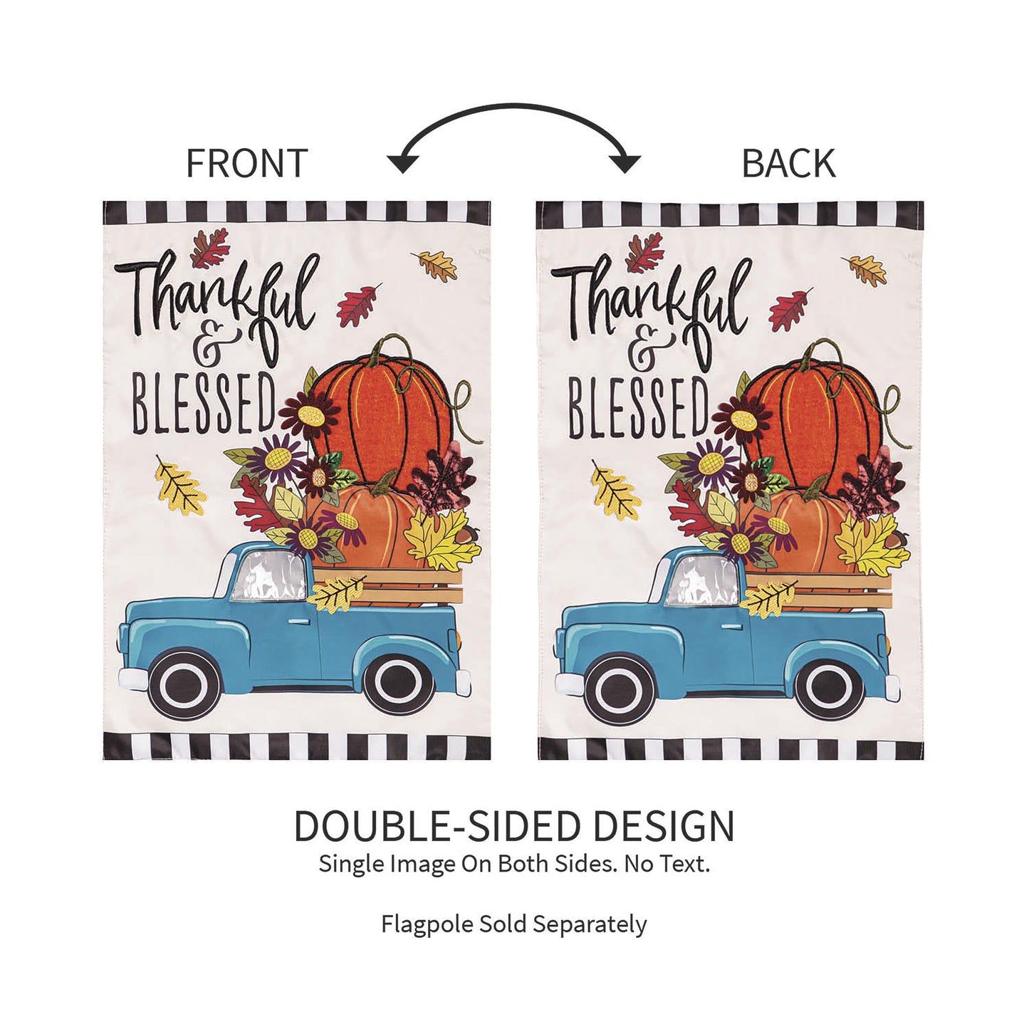 Thankful and Blessed Fall Truck Applique Garden Flag