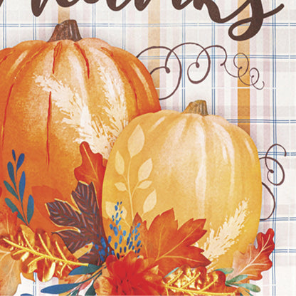 Plaid Pumpkin Greetings Garden Linen Flag