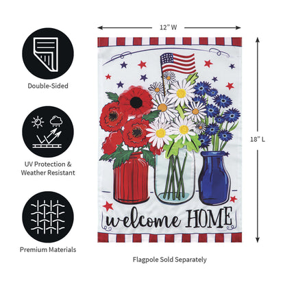 Patriotic Floral Applique Garden Flag