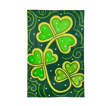 Lucky Clovers Applique House Flag