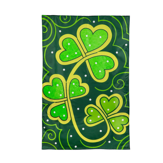 Lucky Clovers Applique House Flag