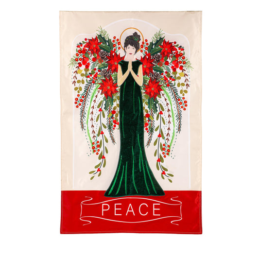 Floral Angel Applique House Flag