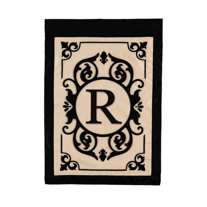 Cambridge Monogram Garden Applique Flag, Letter R