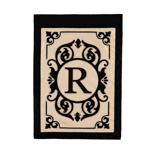 Cambridge Monogram Garden Applique Flag, Letter R