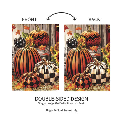 Fall Harvest Pumpkins Burlap Garden Flag