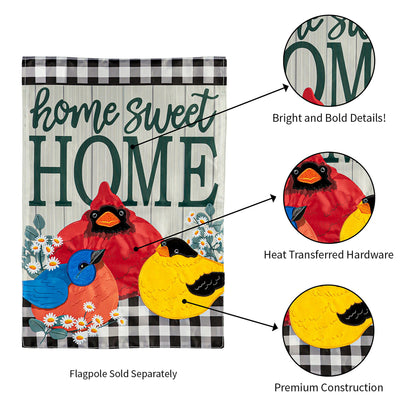 Portly Birds Garden Applique Flag