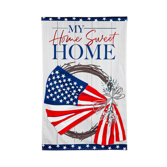 American Flag Wreath House Linen Flag