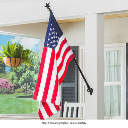Star Metal Extendable House Flag Pole, Black