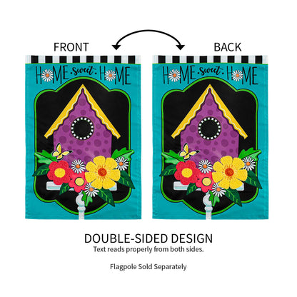 Daisy Birdhouse Garden Applique Flag