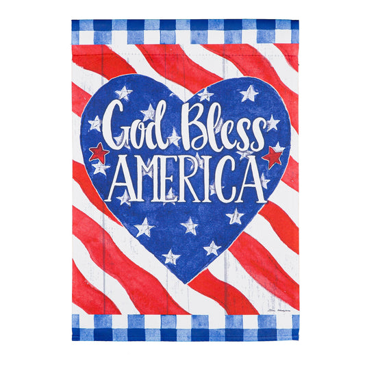 God Bless America Heart Garden Suede Flag
