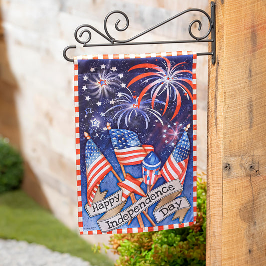 Independence Day Fireworks Garden Lustre Flag