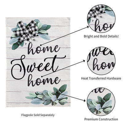 Home Sweet Home Eucalyptus Garden Burlap Flag