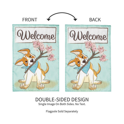 Welcome Pup Applique Garden Flag