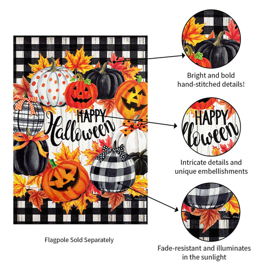 Halloween Pumpkin Wreath Garden Suede Flag