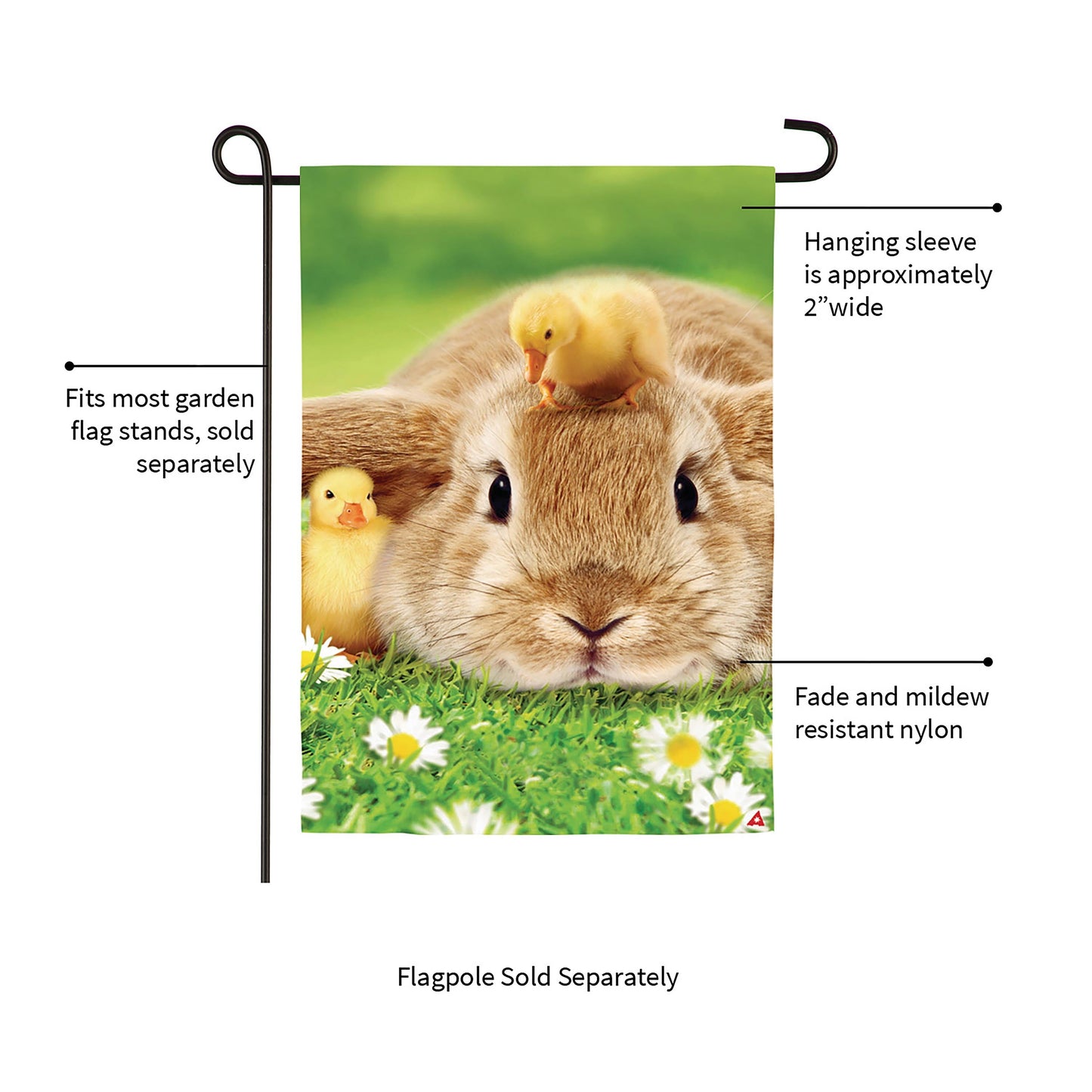 Bunny and Duckling Lustre Garden Flag