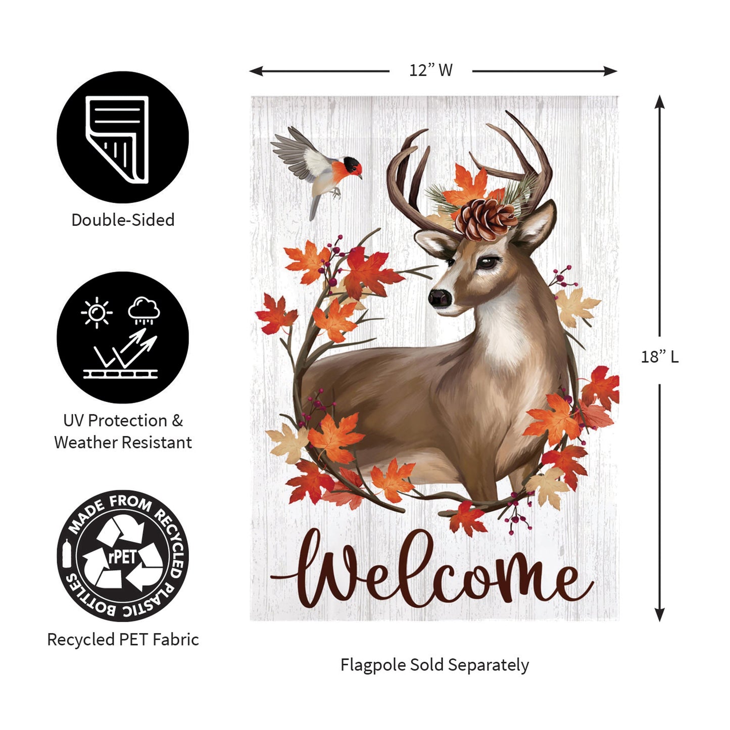 Autumn Deer Wreath Moire Garden Flag