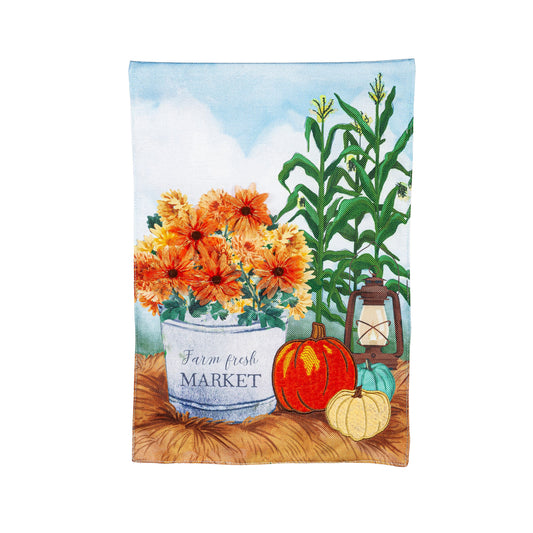 Farm Fresh Market Garden Burlap Flag