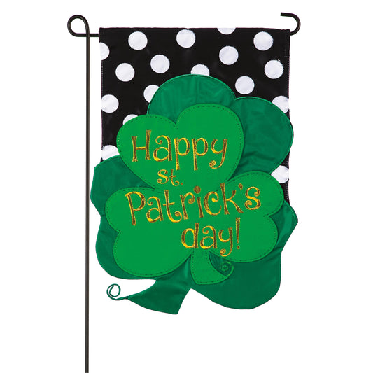 St. Patrick Clovers Garden Applique Flag