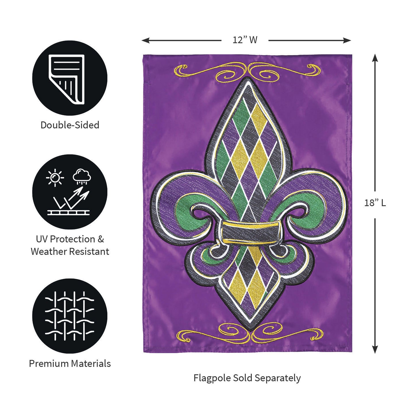 Fleur de Lis Applique Garden Flag