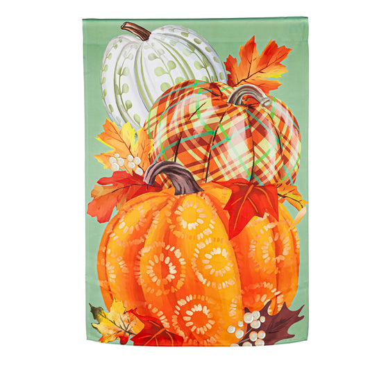 Painted Fall Pumpkins House Suede Flag