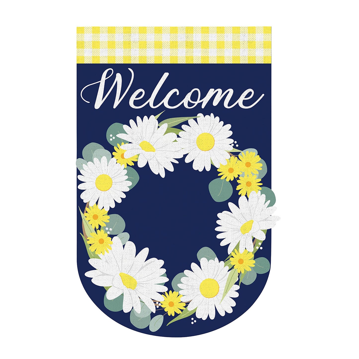Daisy Wreath House Burlap Flag