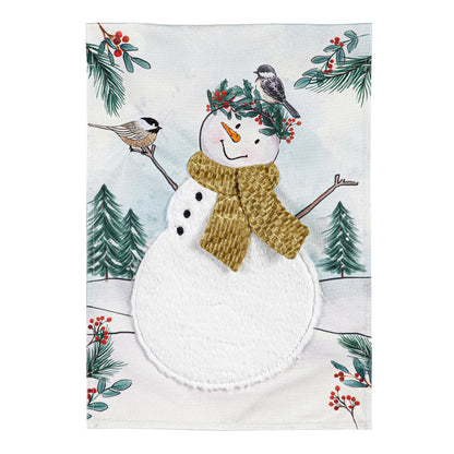 Snowman Linen Garden Flag