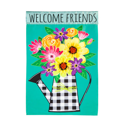 Buffalo Check Watering Can Garden Applique Flag