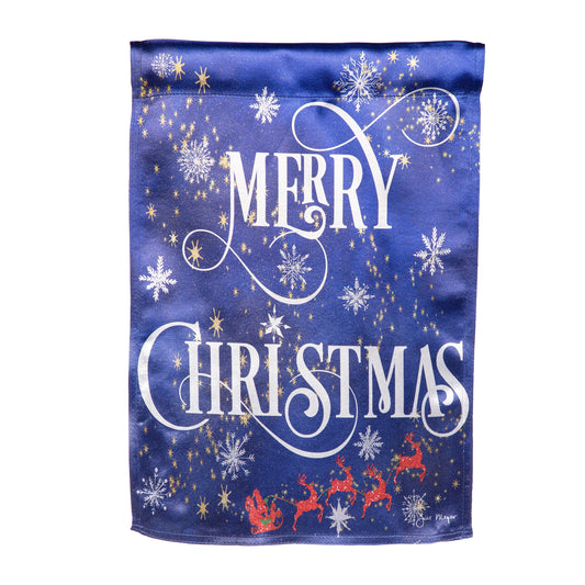 Merry Christmas Snowflake Lustre Garden Flag