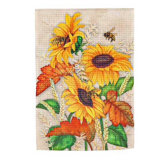 Autumn Sunflowers Waffle Garden Flag