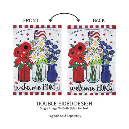 Patriotic Floral Applique Garden Flag