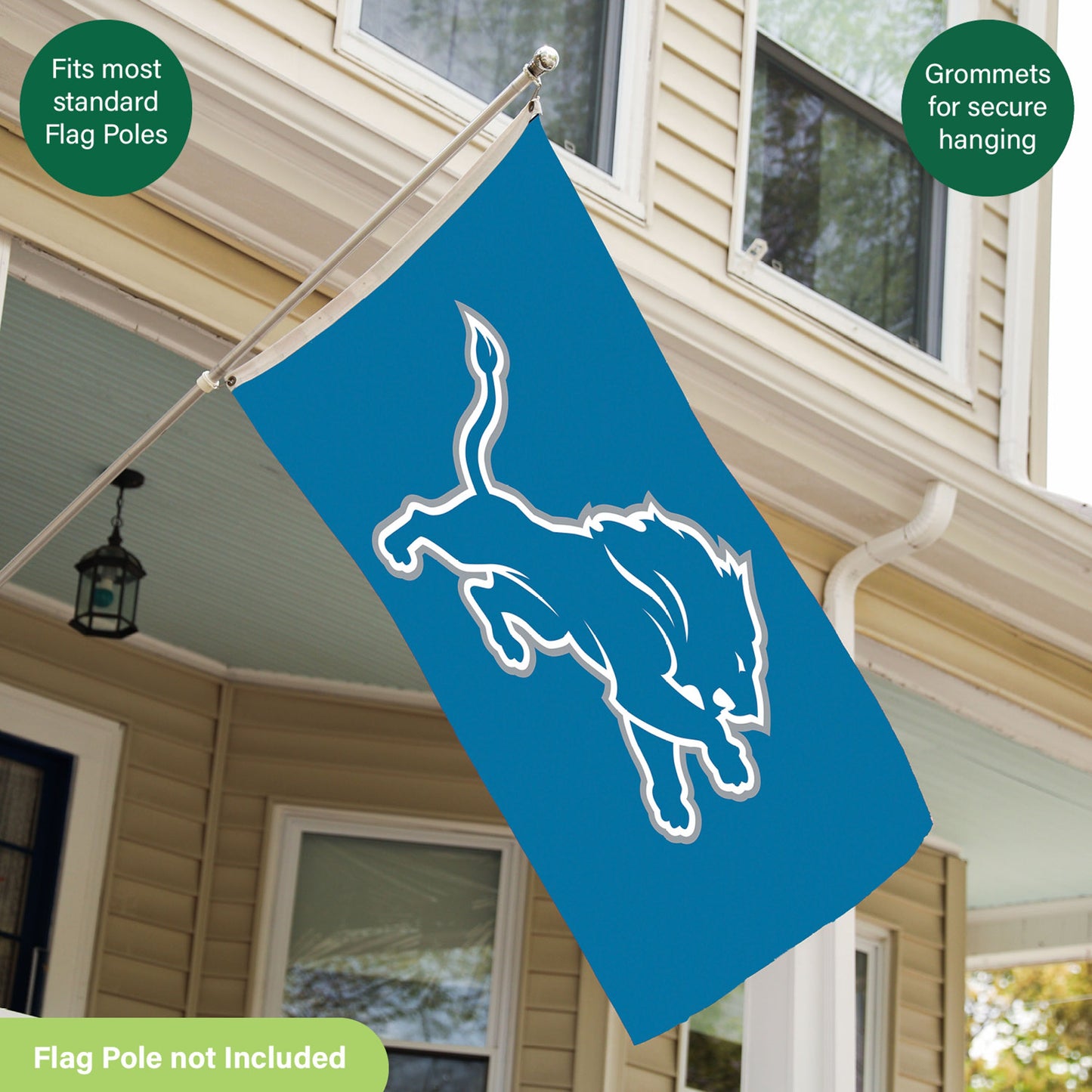 Detroit Lions Single Sided Flag w/ 2 Grommets, 3'x5'