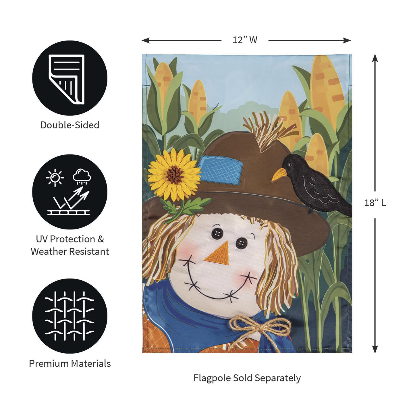 Scarecrow and Friend Applique Garden Flags