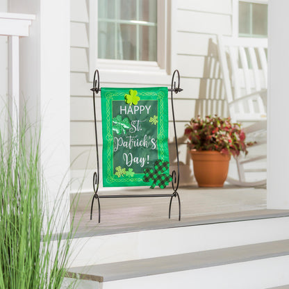St. Patrick's Patterned Shamrocks Garden Applique Flag
