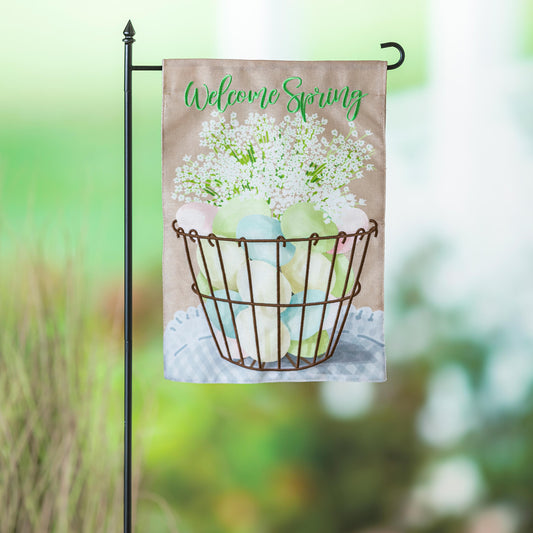 Pastel Easter Egg Basket Garden Burlap Flag