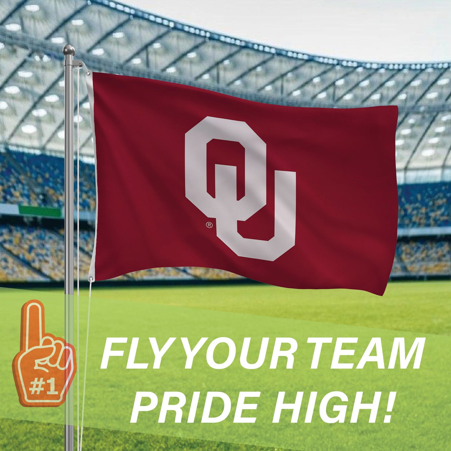 University of Oklahoma Single Sided Estate Flag with 2 Grommets, 3'x5'