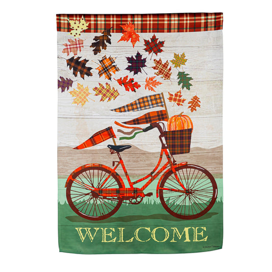 Fall Bicycle House Suede Flag
