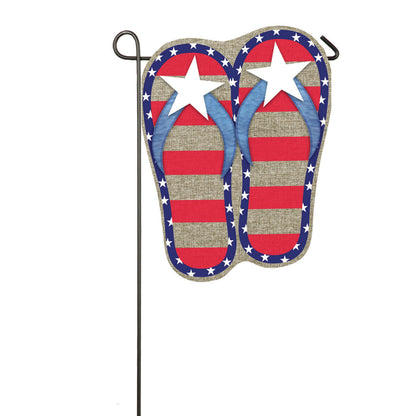 Garden Burlap Patriotic Flip Flops Flag
