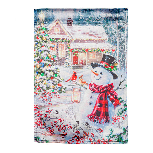 Cottage in the Snow Lustre House Flag