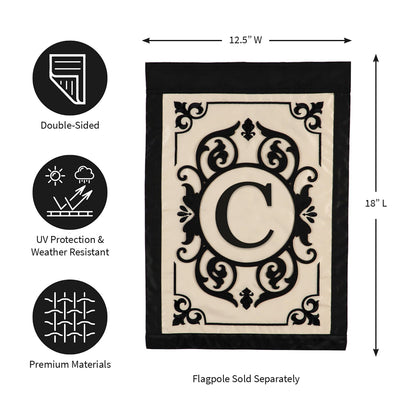 Cambridge Monogram Garden Applique Flag, Letter C