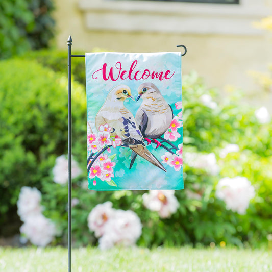 Pair of Mourning Doves Garden Linen Flag